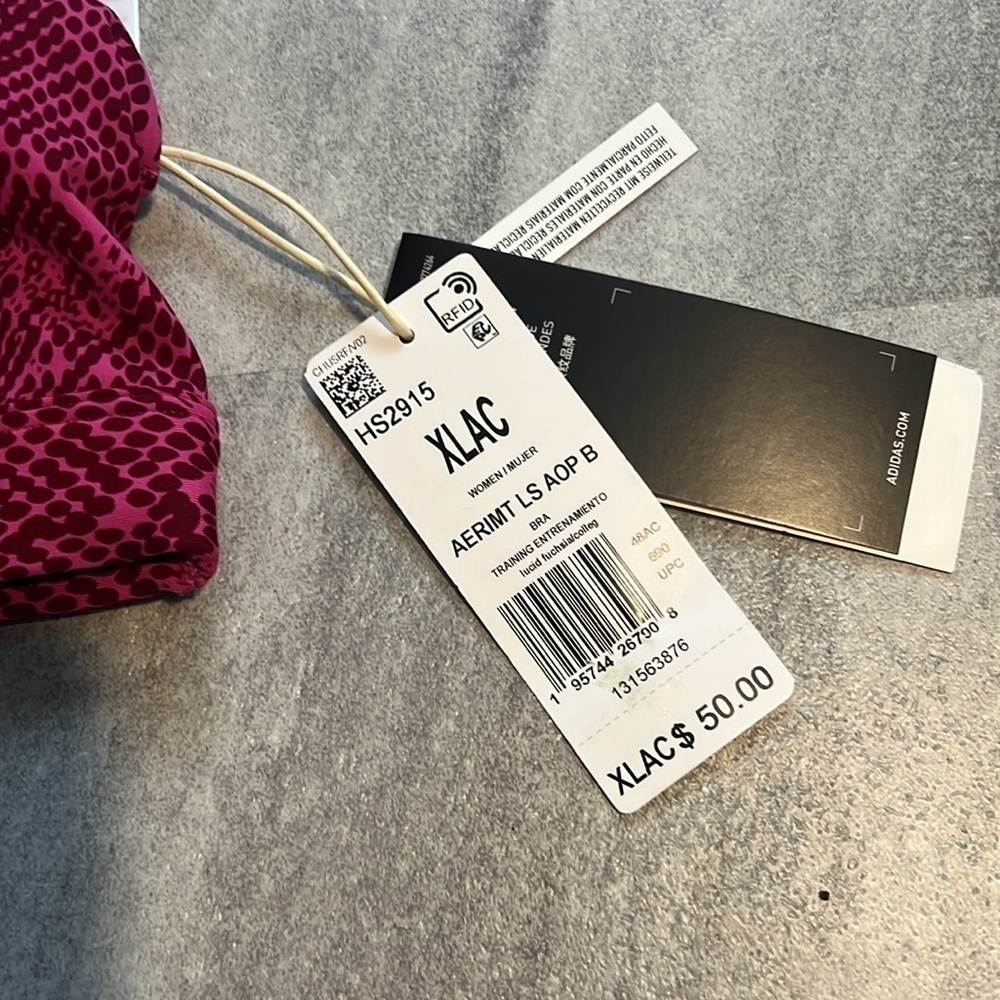 Adidas Light Support Sports Bra XL cups A-C pink & maroon racerback - Picture 4 of 8